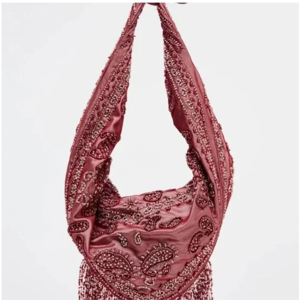 Zara Beaded Bandana Print Women's Bag - Picture 2 of 7